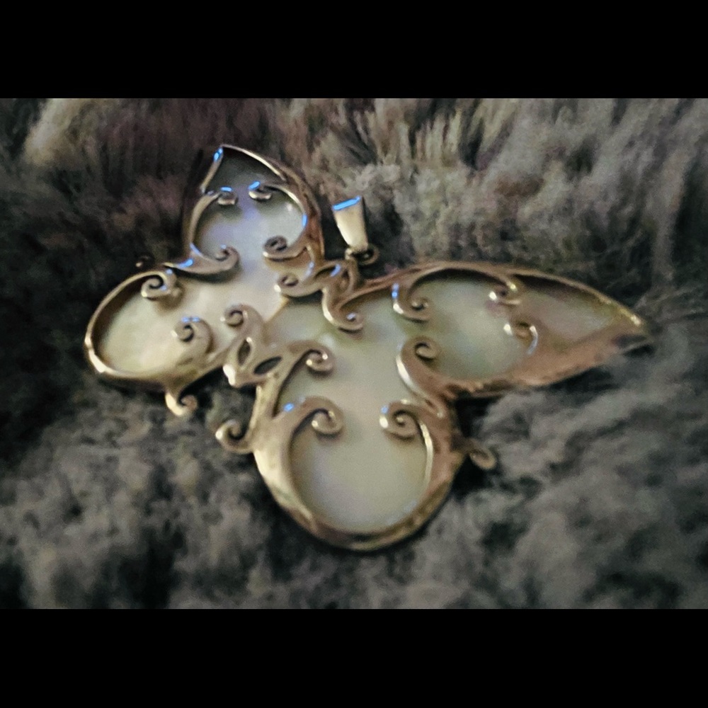 Silver & Abalone Butterfly Pendant